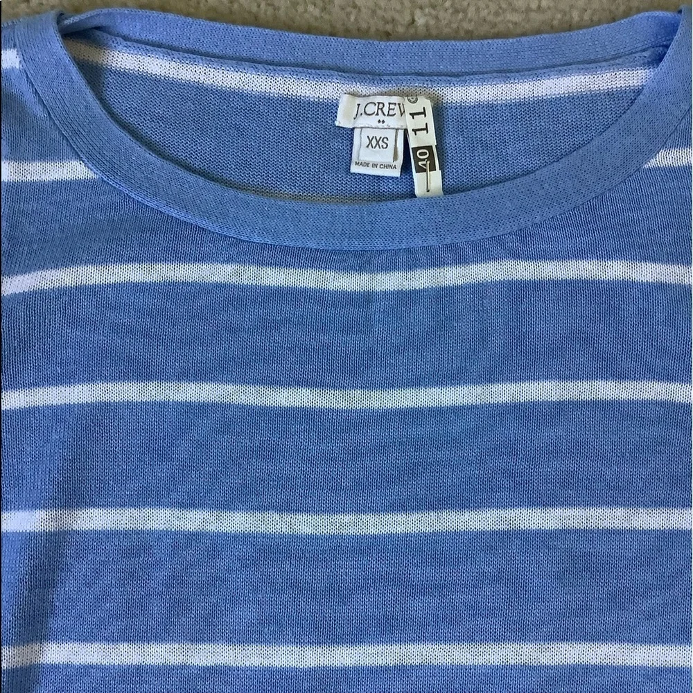 ⭐️ J. Crew Linen Blend Blue and White Striped Sweater Size XXS